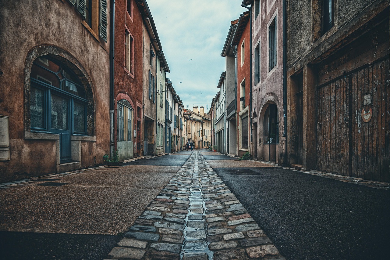 Vista panoramica di una città francese con architettura storica e strade pittoresche, simbolo di autenticità culturale.